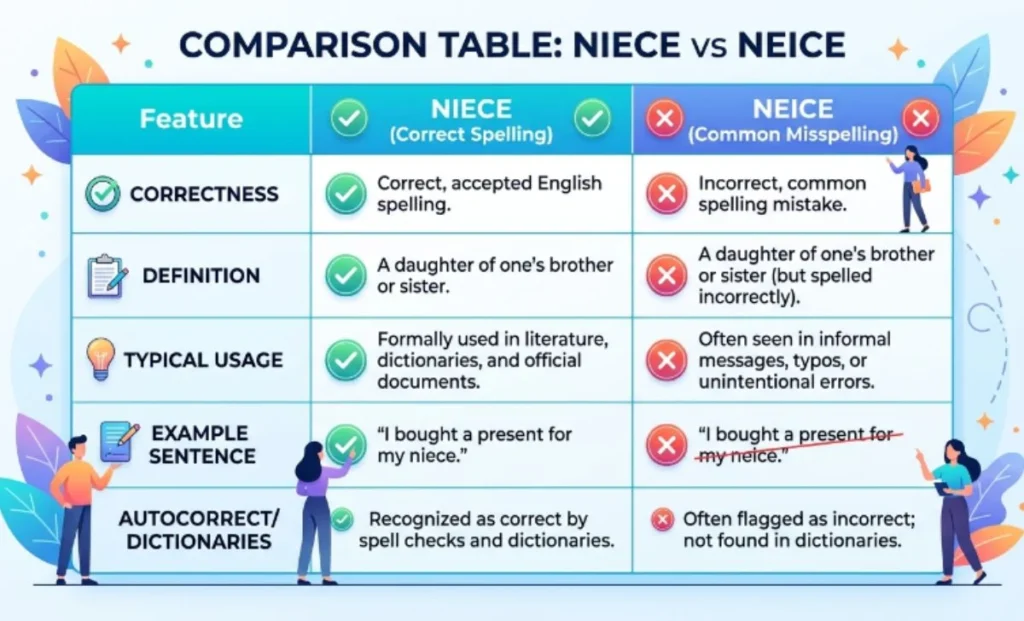 Comparison Table: Niece vs Neice